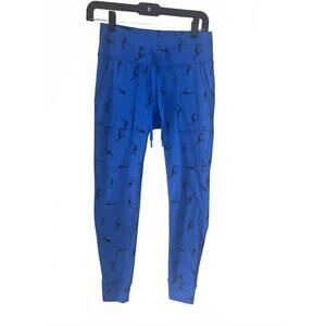Aerie Offline High Rise Leggings Joggers Blue Bunny Skiing Print Women's Sz M